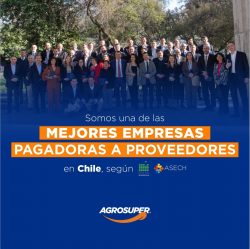 Agrosuper ha sido reconocida como una de las mejores empresas pagadoras a proveedores